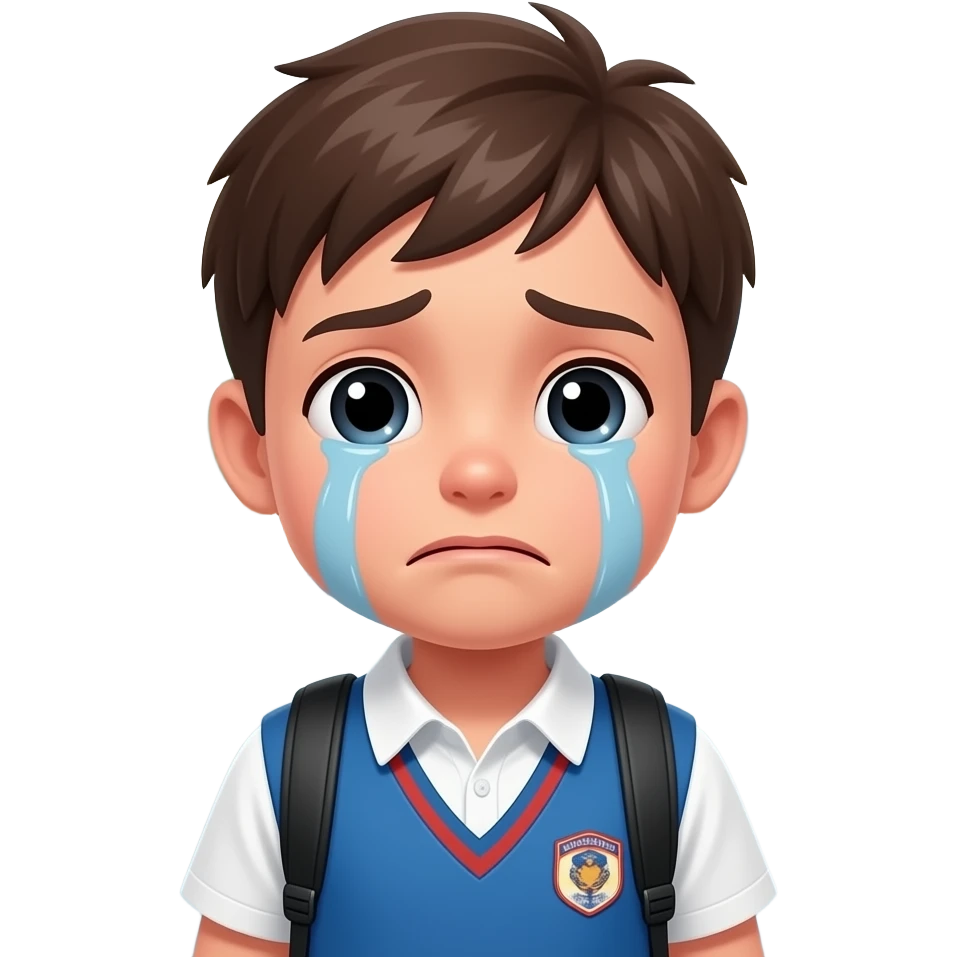 crying kid at school emoji
