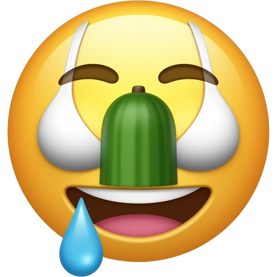 um emoji com seios grandes com um pepino no meio das nadegas e com cara de prazer e babando emoji