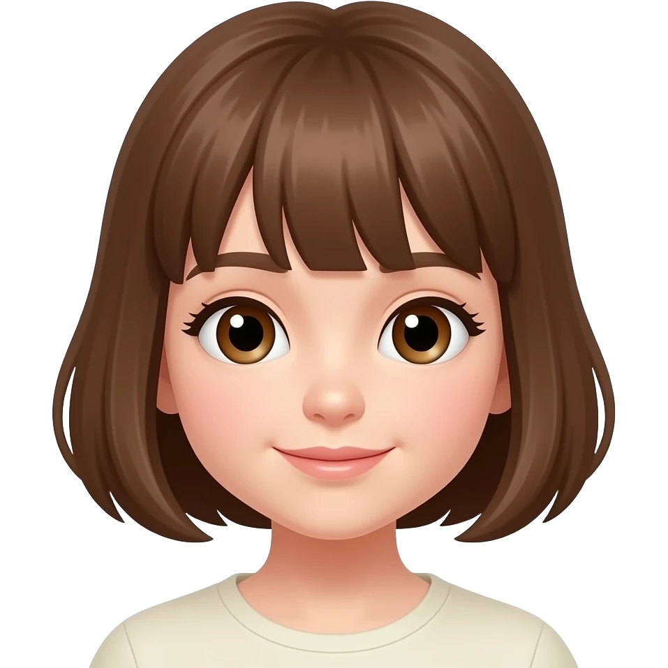 cute girl brown short hair emoji