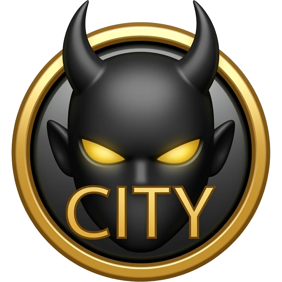 Skin city badge, devil black, and gold emoji