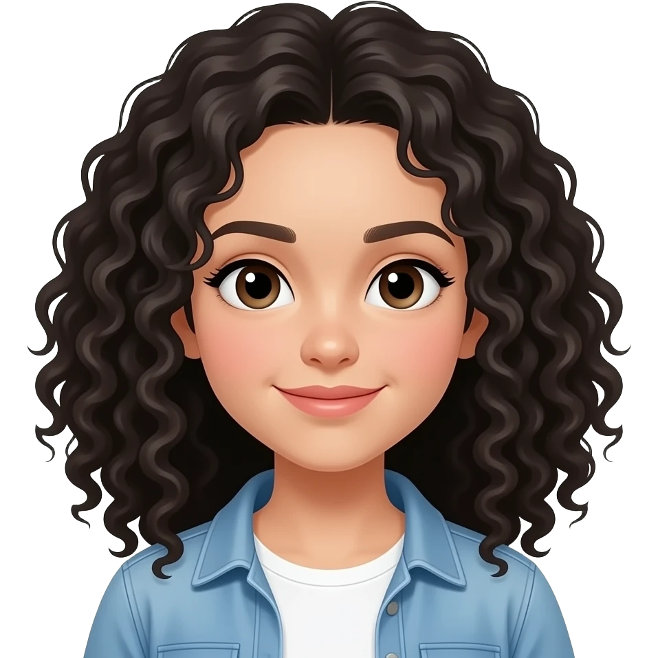 Menina branca do cabelo cacheado preto e médio emoji
