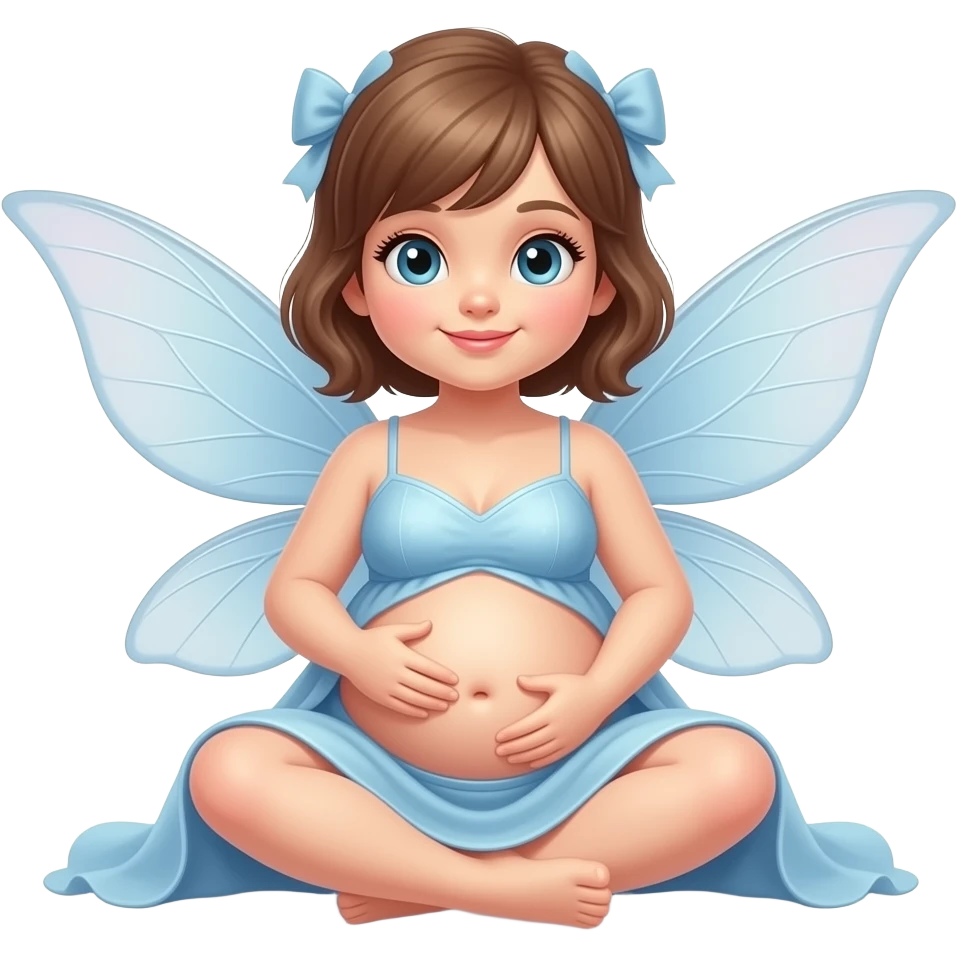 A baby girl fairy,she a very hugely fat belly,she is so stuffed that she has to sit,she could almost roll,rubbing her full bellybutton so she will cutely do a good belly show & tell. emoji