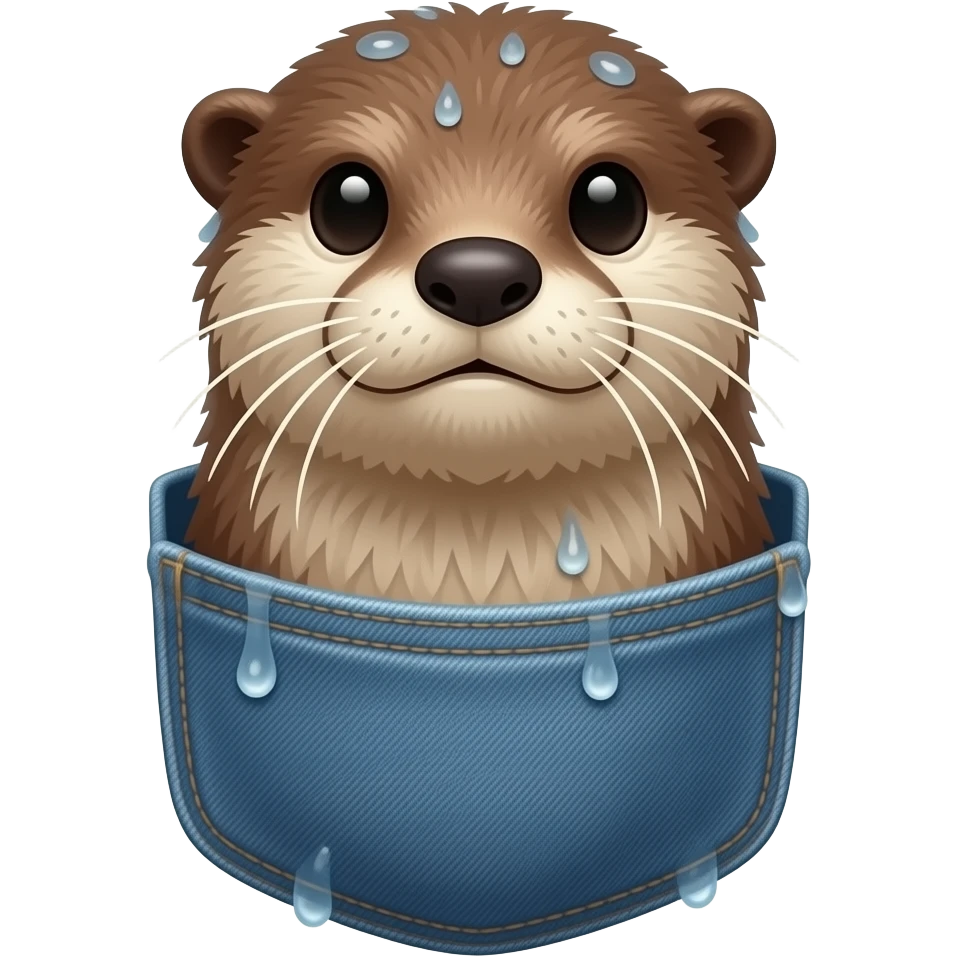 a wet otter sticking his head out of a pocket emoji