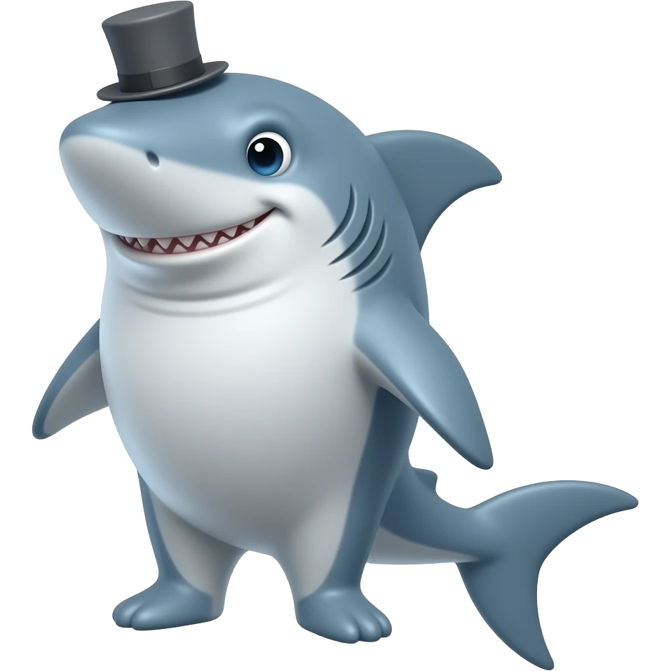 Shark with a top hat emoji