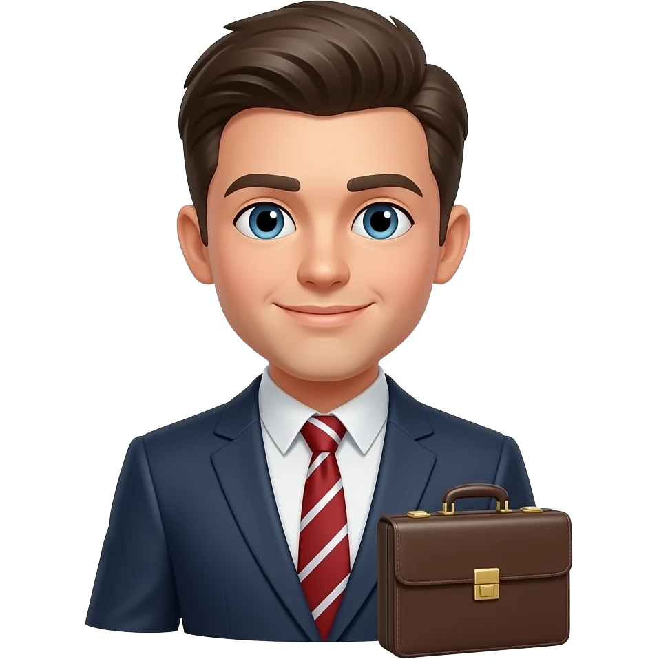 정장 입은 소년 상반신만, 옆에 그냥 서류가방 놔둬줘 안 들고 있어도 됨 emoji