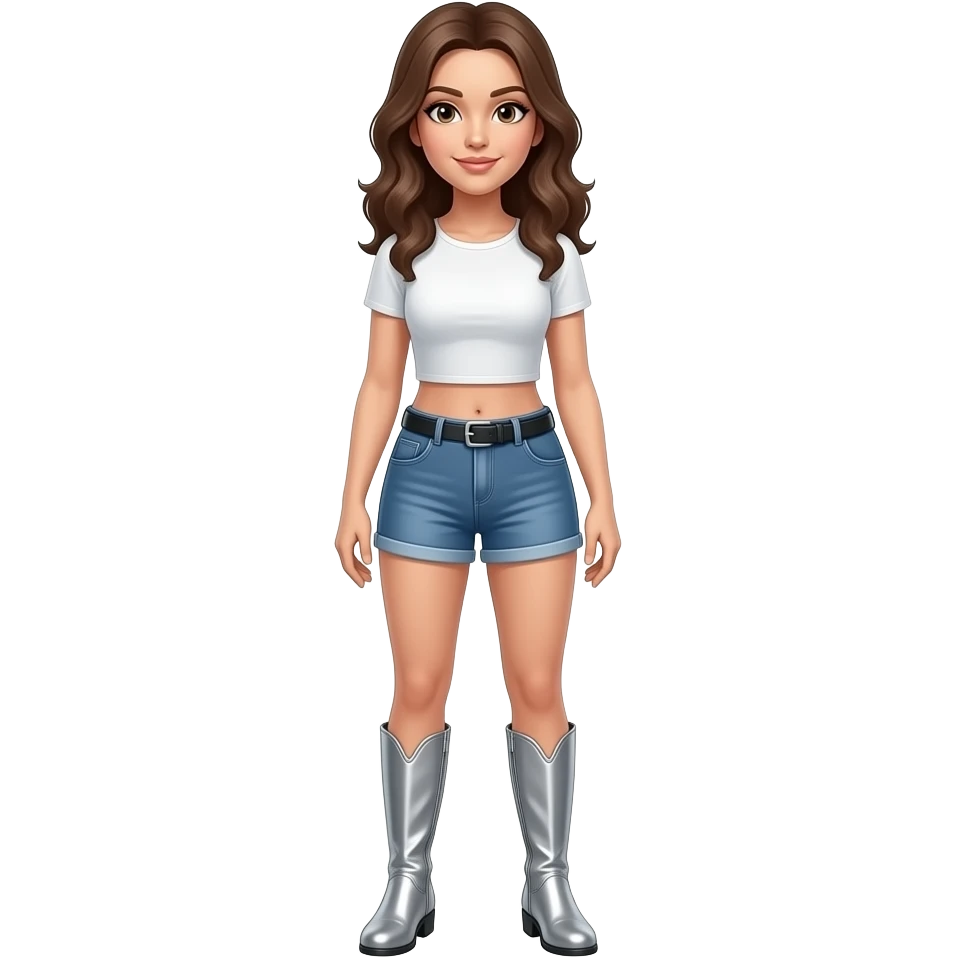 woman with shorts and silver leather boots emoji