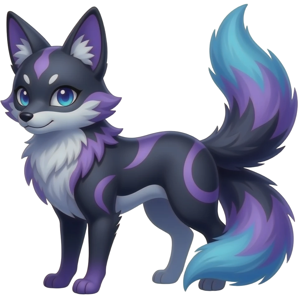 Nebulae purple-blue-black-gradients Zorua-Espeon-Sylveon-animal-hybrid-creature emoji
