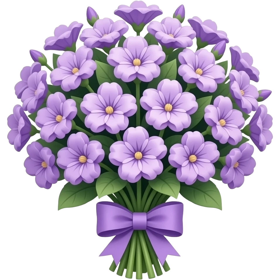 pastel violet flowers bouquet huge with a small violet bow emoji