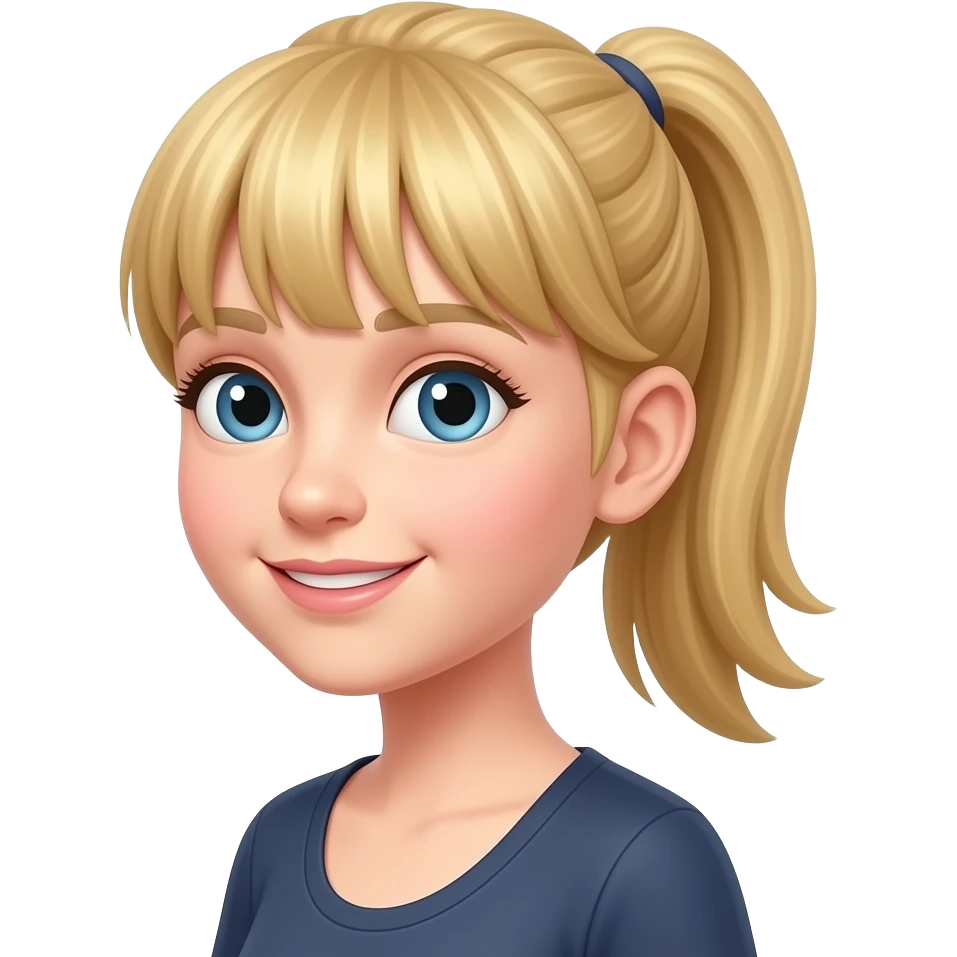 Katie with ponytail and with bangs with blonde hair emoji
