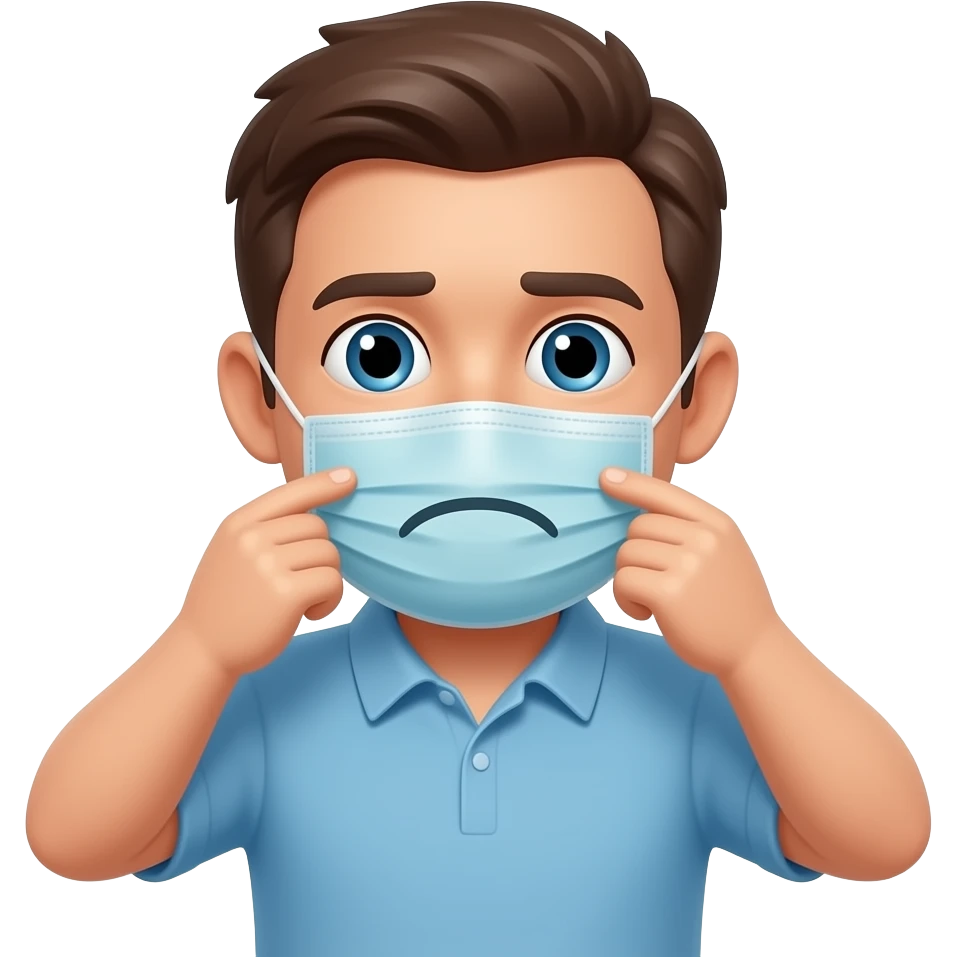 Guy taking off a happy face and has a sad face emoji