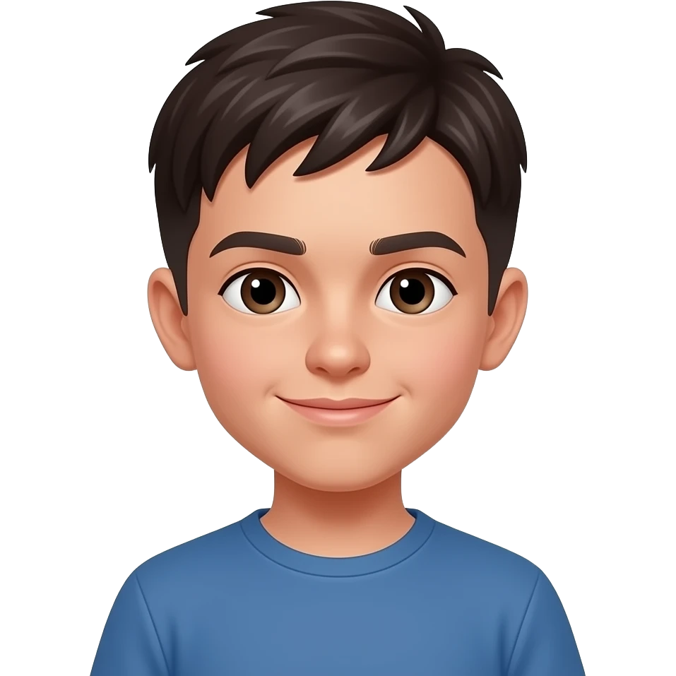 niño con cabello liso y corto de colo castallo oscuro emoji