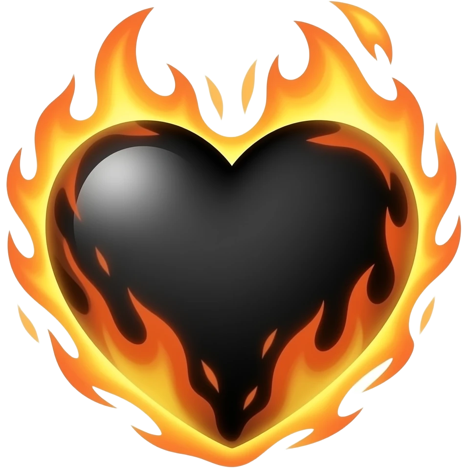 Black heart cercling with fire emoji