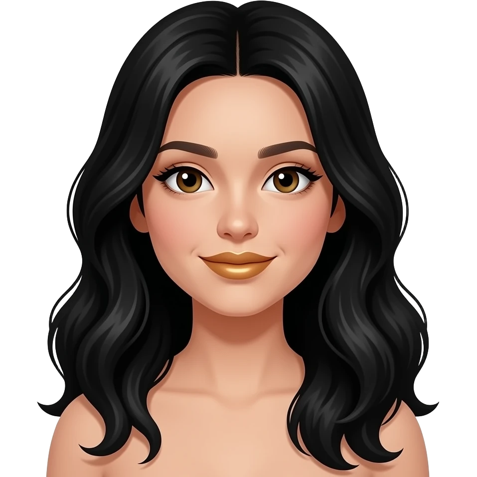 Show this emoji - 🤐lip  golden zib..  Girl with long black wavy hair emoji