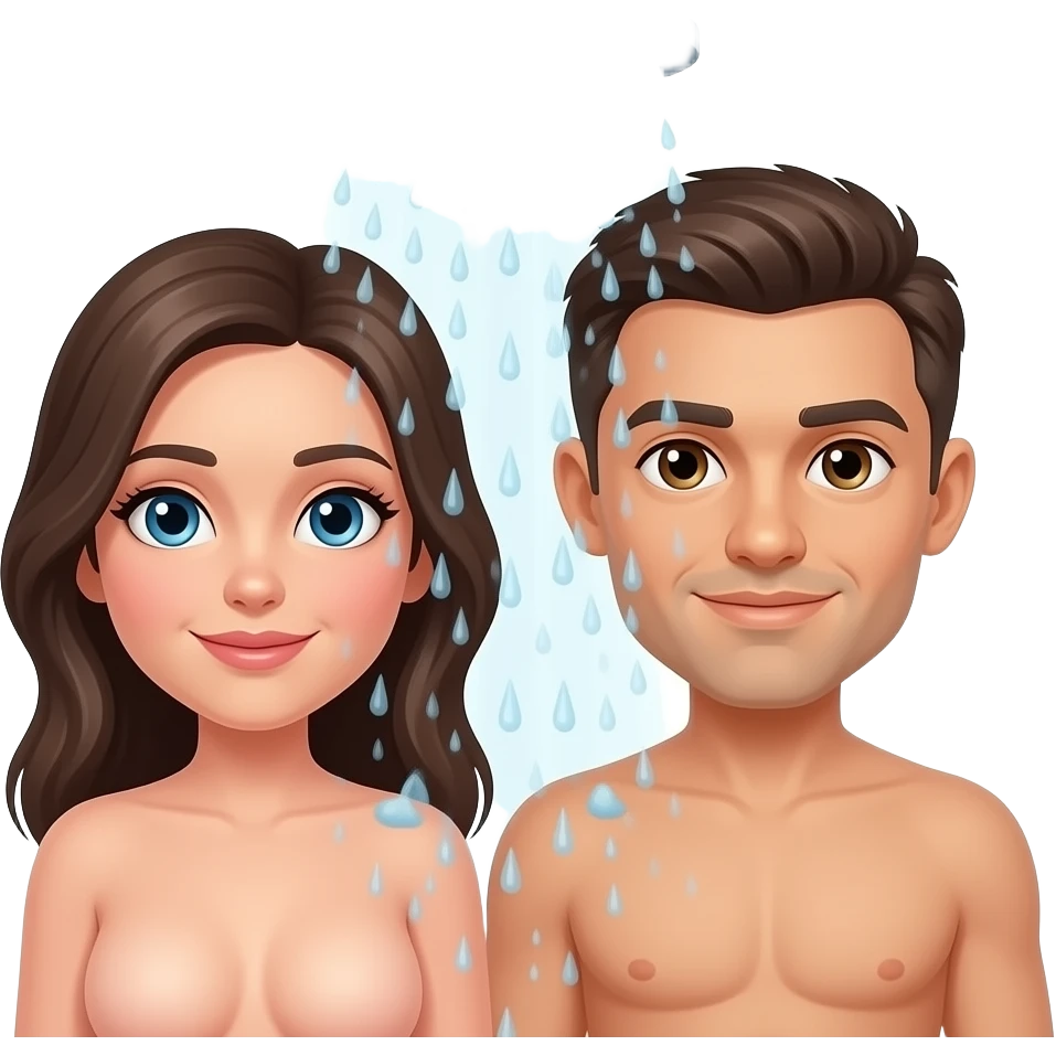 یک خانم و آقای لخت زیر دوش emoji
