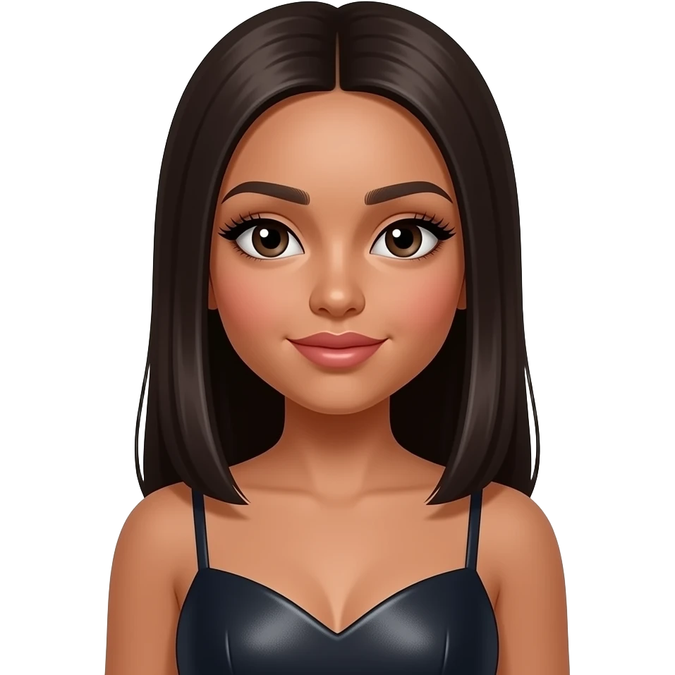 adolescente metisse arabe avec les cheveux lisse avec extension de cils et robe de soirée emoji