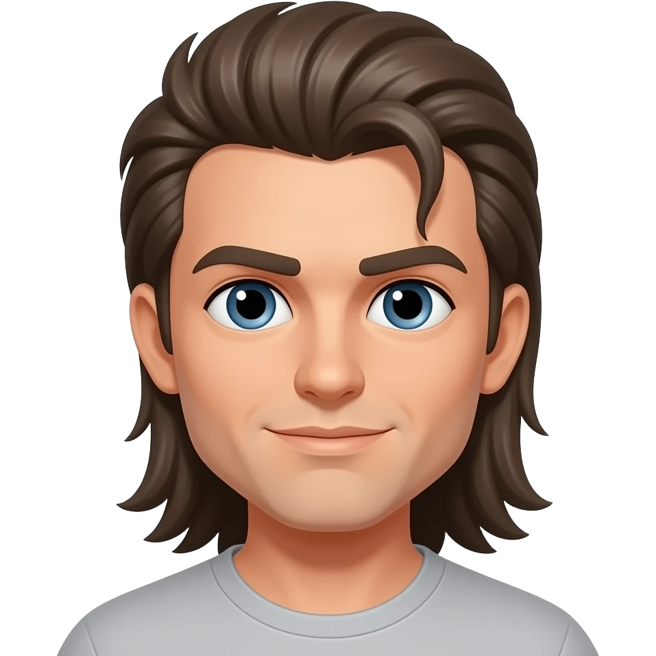 Create an emoji mulet haircup with long haur at the bottom And a taper just in the side before the long hair emoji