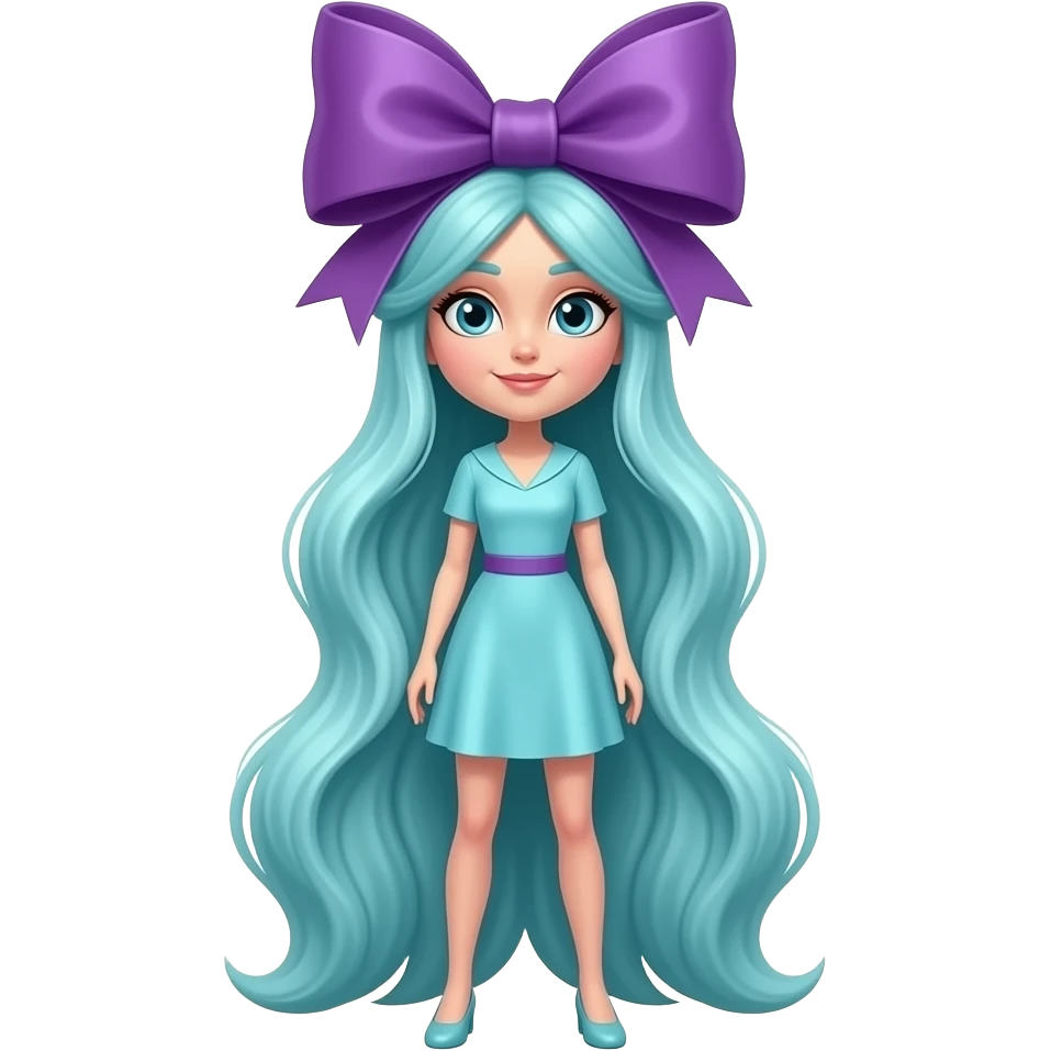 Dr Seuss style cyan big purple bow very tall full body emoji