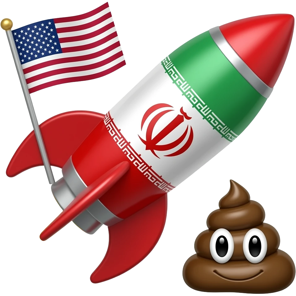 🚀+🇮🇷 =.     🇺🇲=💩 = emoji