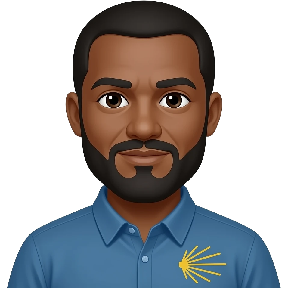 Moreno con barba 50 Años y vestido de camino a santiago emoji