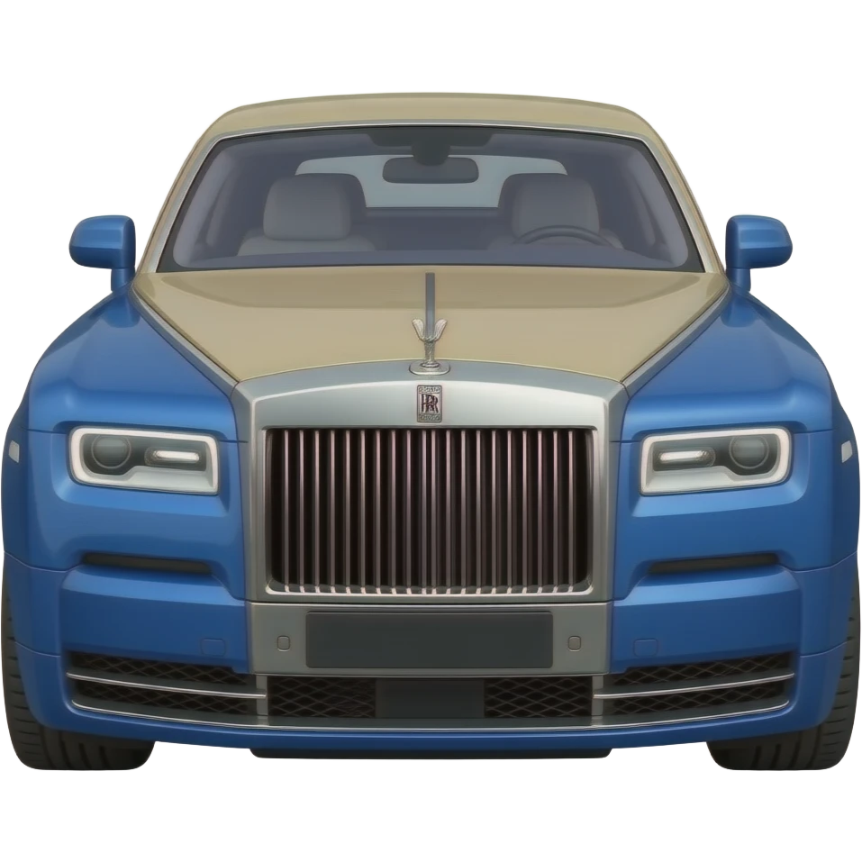 blue and beige rolls royce phantom, highly detailed hyper realistic emoji