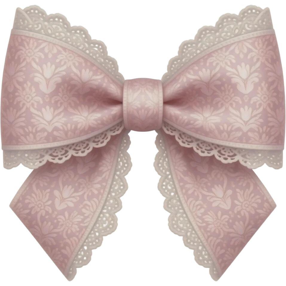 light pink ombre with  tulip rococo style pattern on bow lace coquette bow emoji