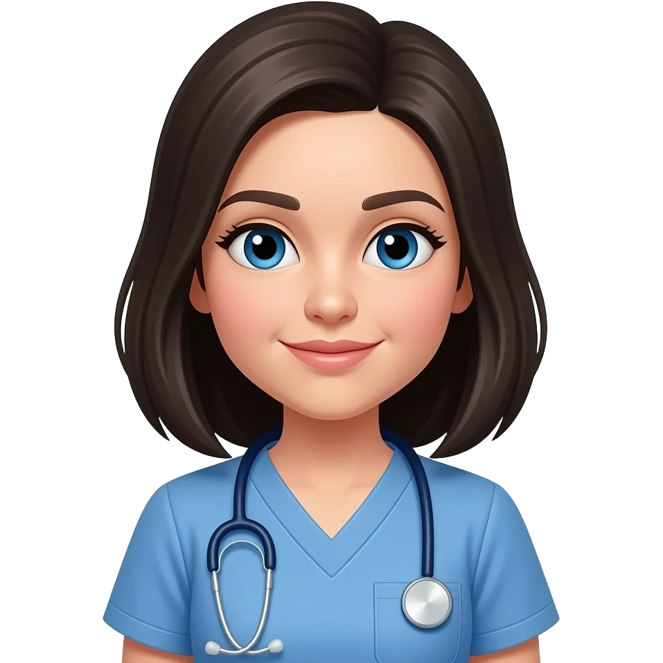 Vet nurse dark hair blue eyes emoji