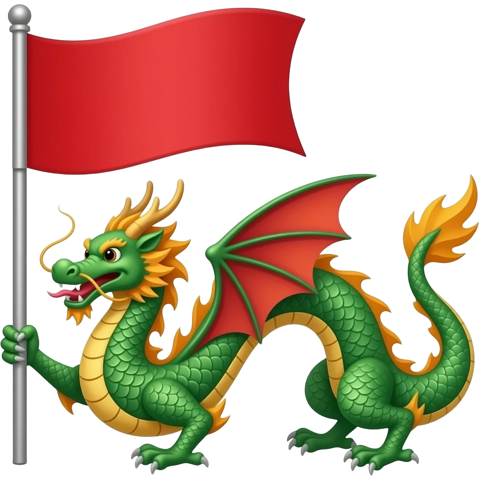 Red flag and dragon emoji