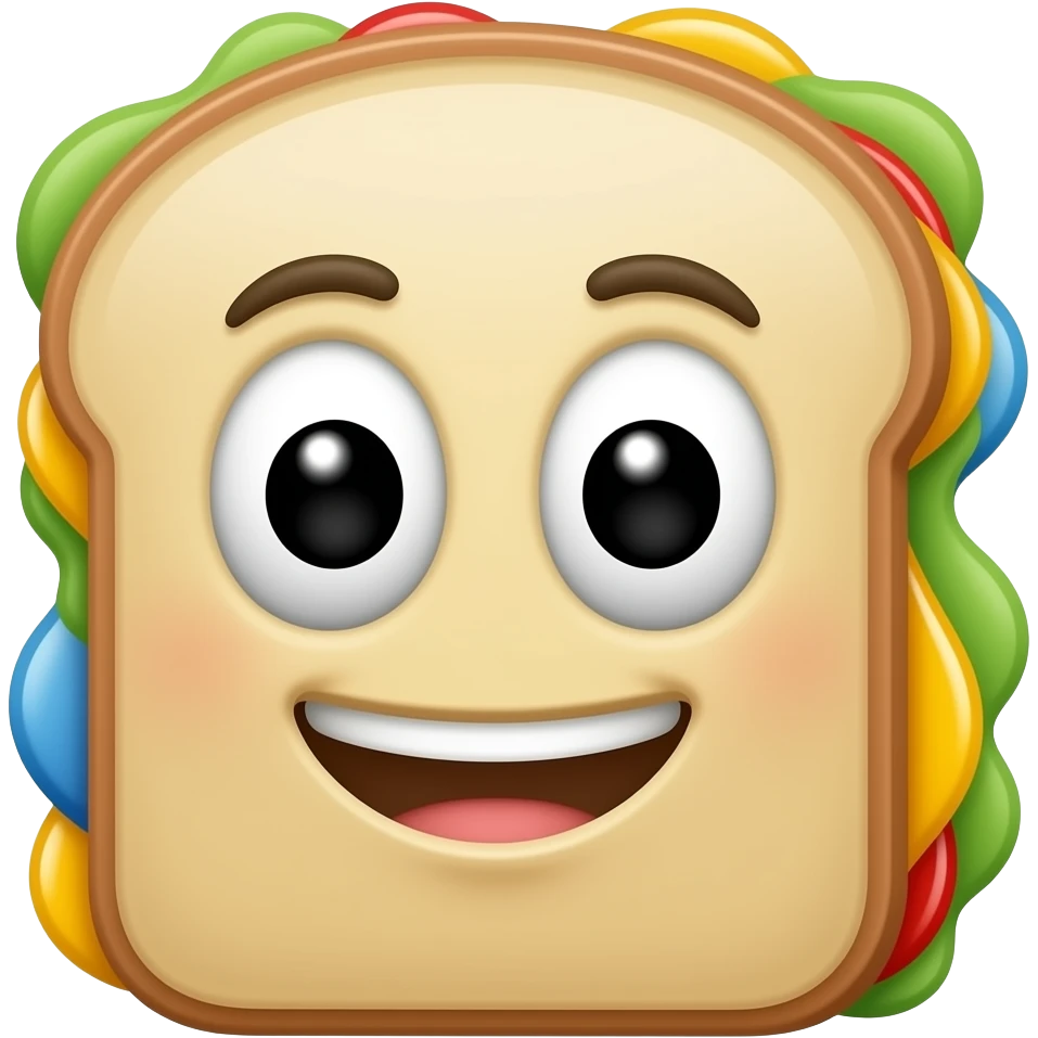 Glossy 3D cartoon emoji of a marmalade sandwich, vibrant colours ...