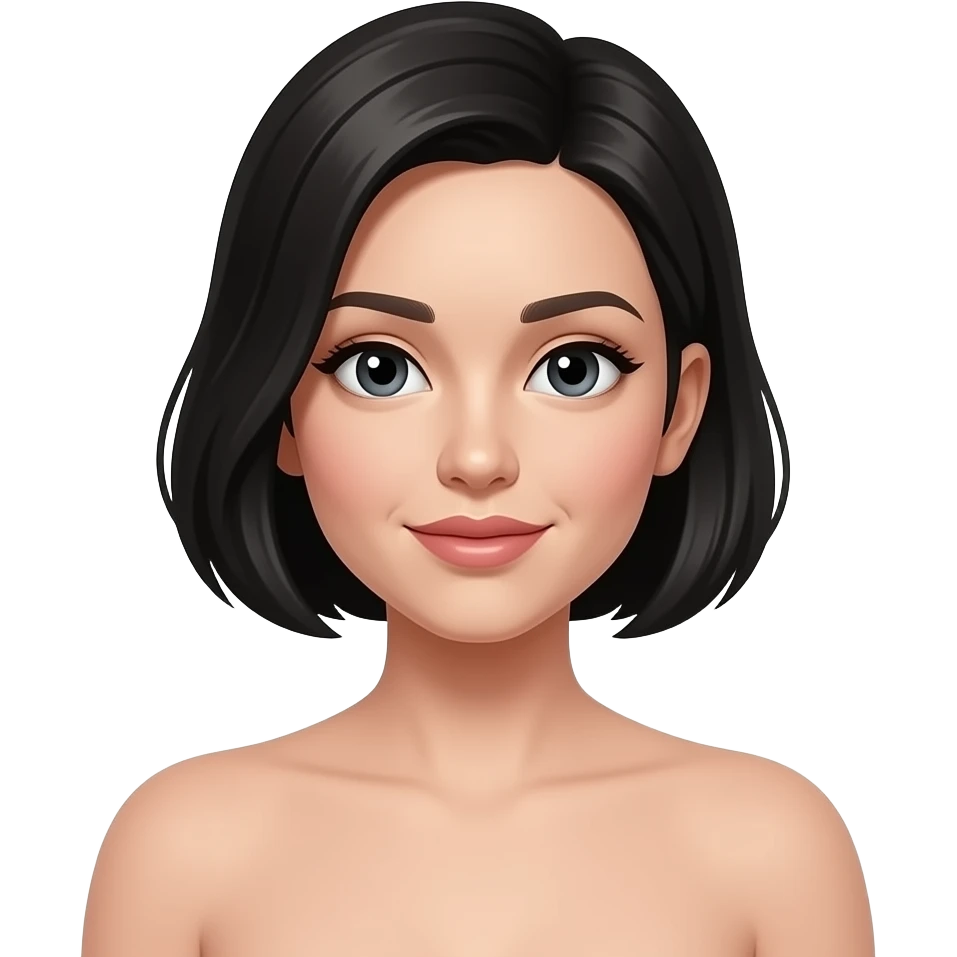 Make this women short black hair and with no underwear emoji