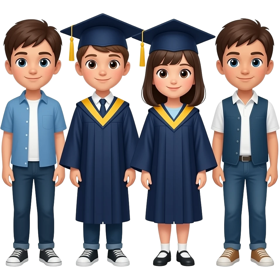 4 NIÑOS Y 1 NIÑA GRADUACION emoji