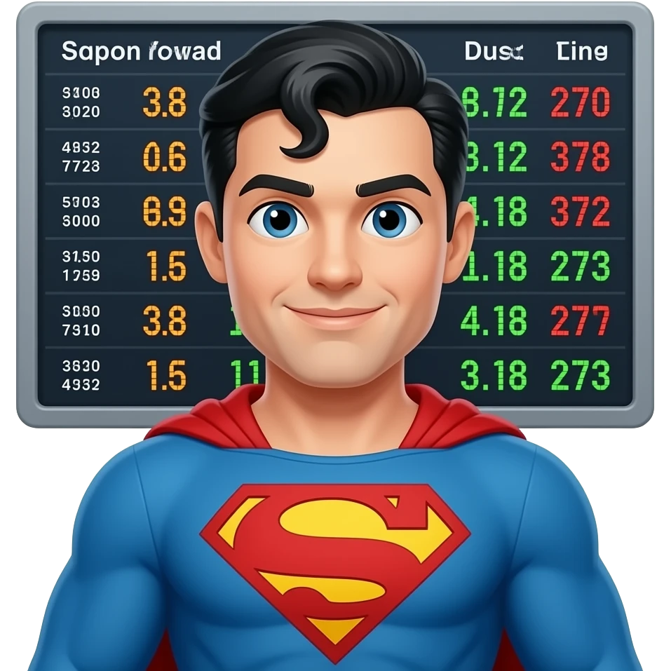 Superman day trading in a front of a emoji
