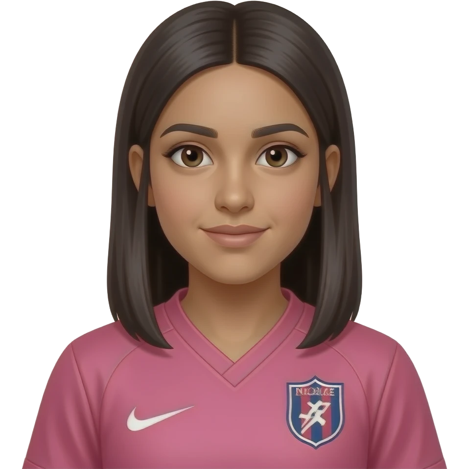 adolescente arabe avec les cheveux lisse un maillot de foot rose réaliste sponsorisé par nike sans logo d'equipe emoji