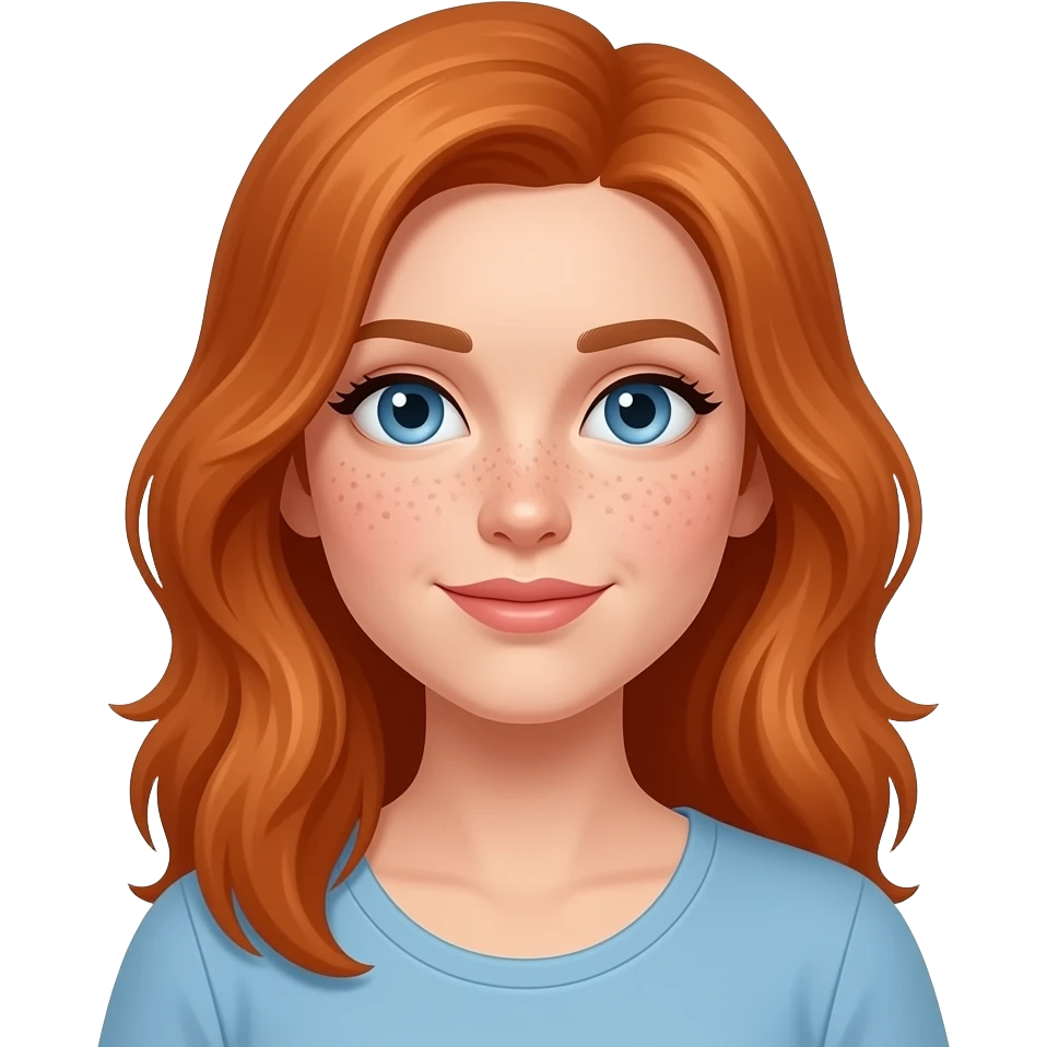 femme rousse aux yeux bleus et taches de rousseur emoji
