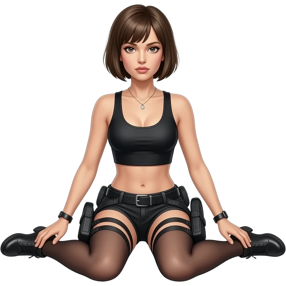 young Angelina Jolie as "Acid Burn" from the movie "Hackers" (fullbody), sexy pose, pixie hair cut emoji