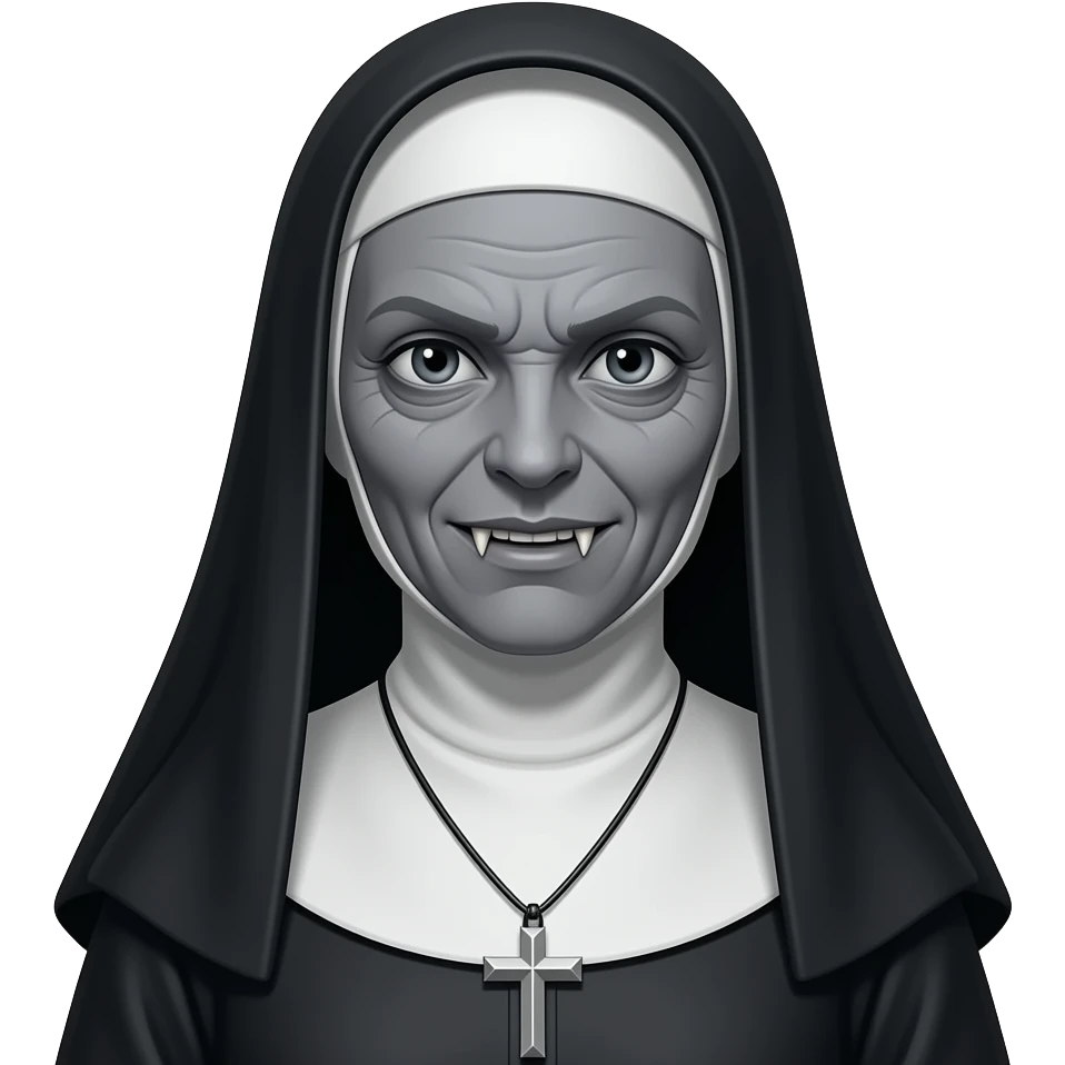 Valak, Evil nun, thing face, evil face, demonic face, gray wrinkled skin emoji