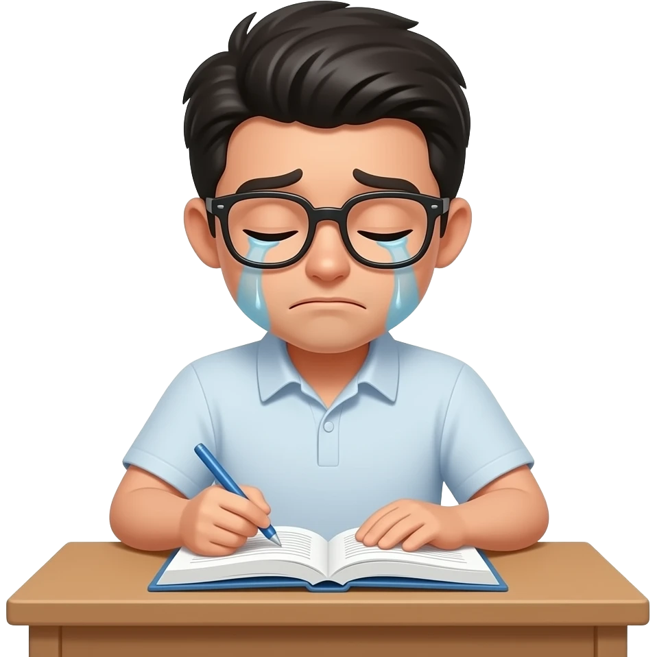 create a person studying while crying emoji