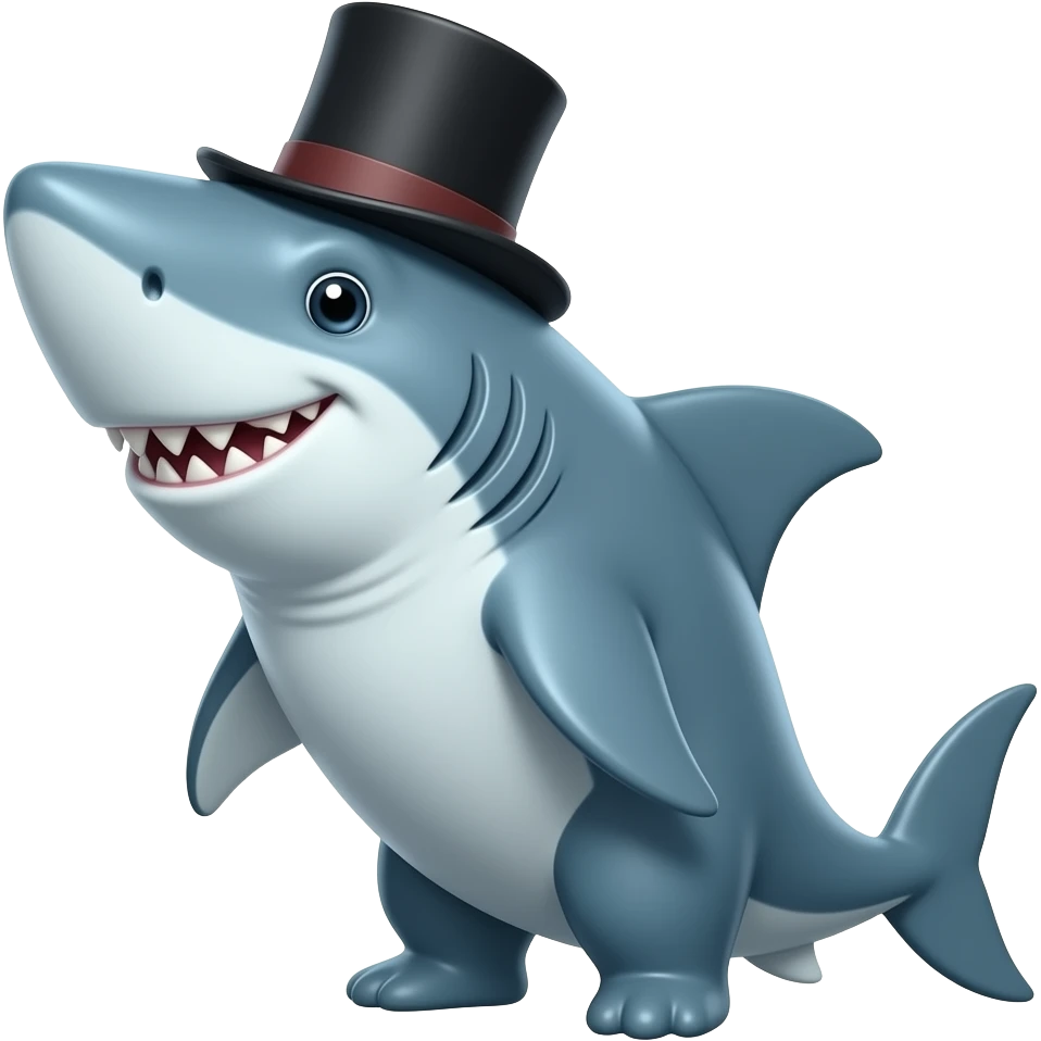Shark with a top hat emoji