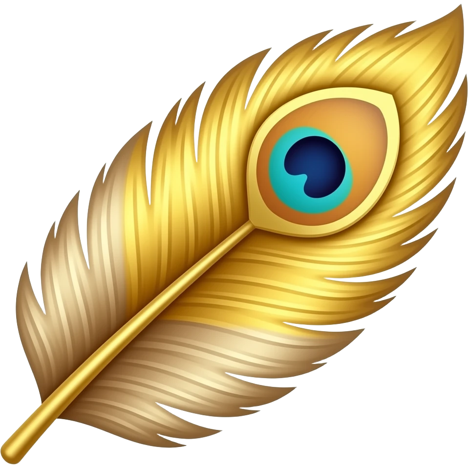 luxurious golden peacock feather with beige details emoji