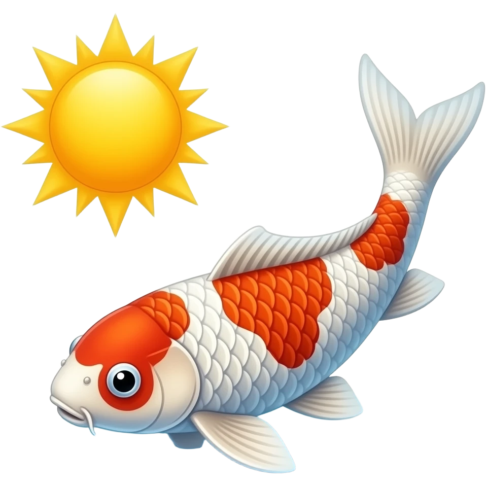 Sun and moon koi fish swimming in the In-yō emoji