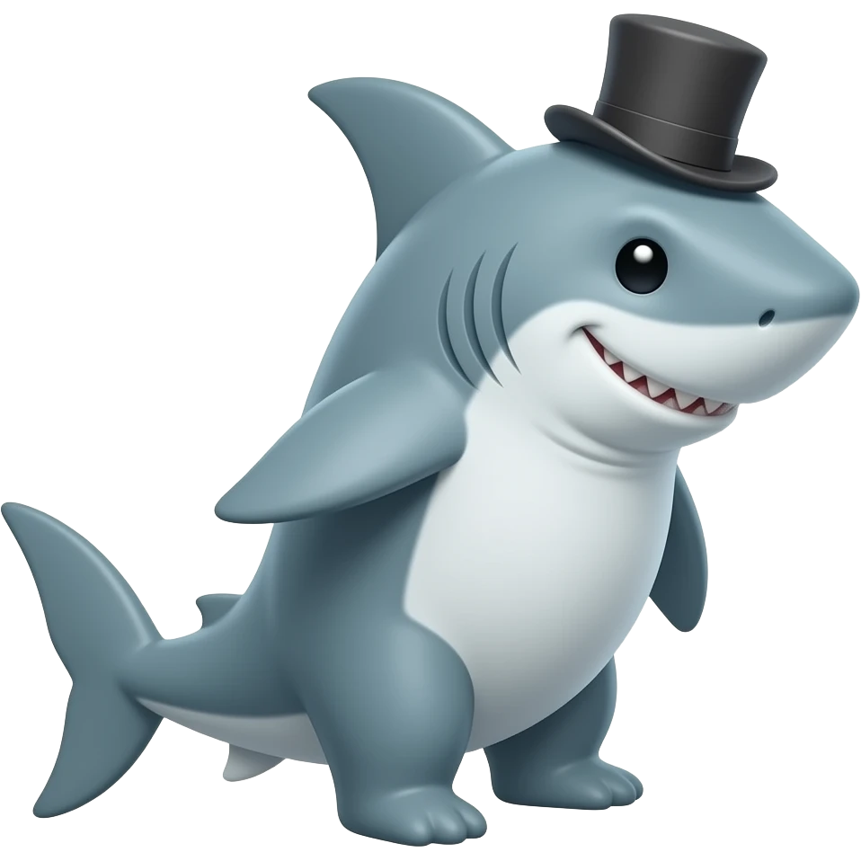 Shark with a top hat emoji