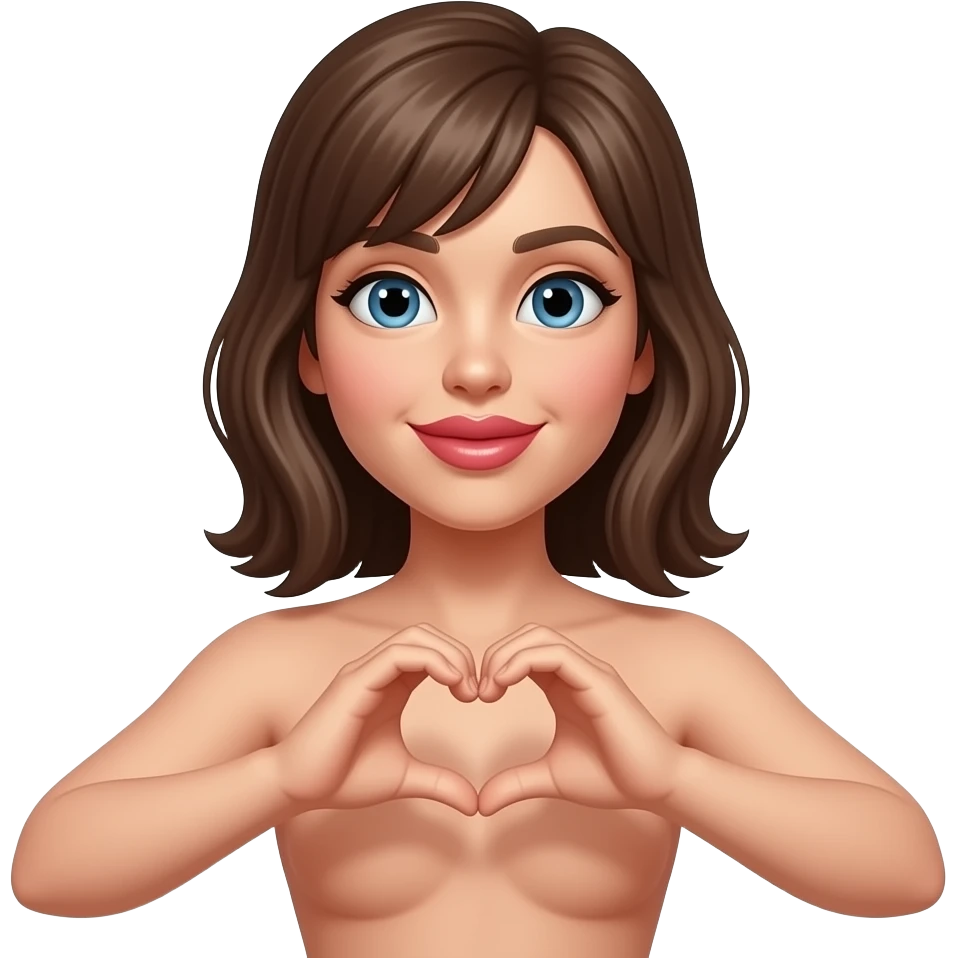 topless smiley with hand heart and big lips emoji