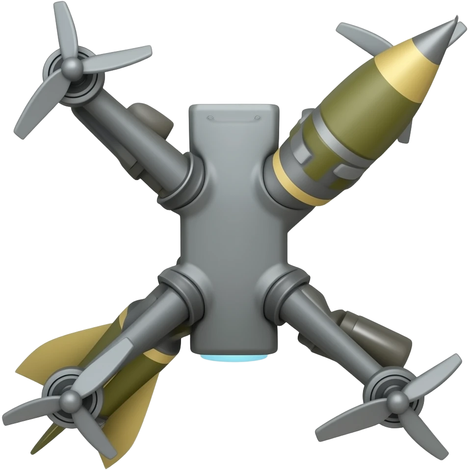 un drone fpv portant une roquette de rpg 7 emoji