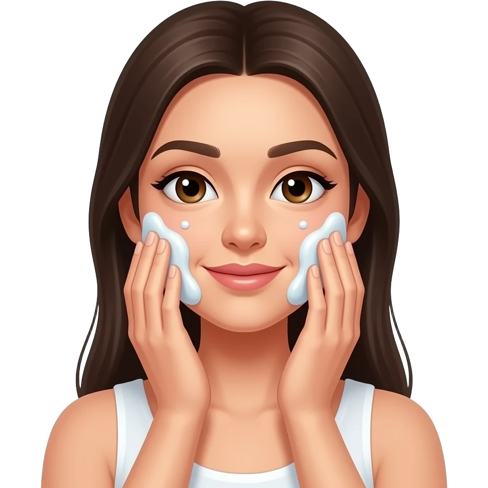 세수를 하고 진정된 젊은 20대 여성 emoji