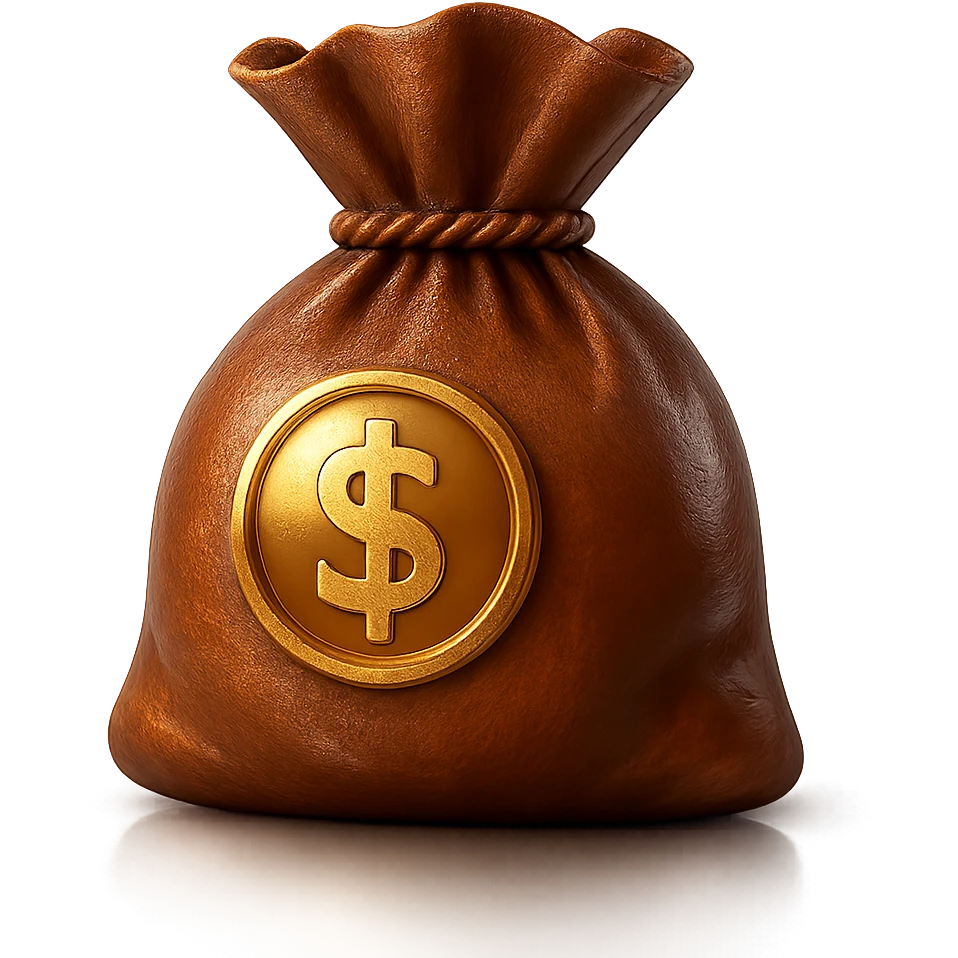 3d skeumorphic money bag emoji