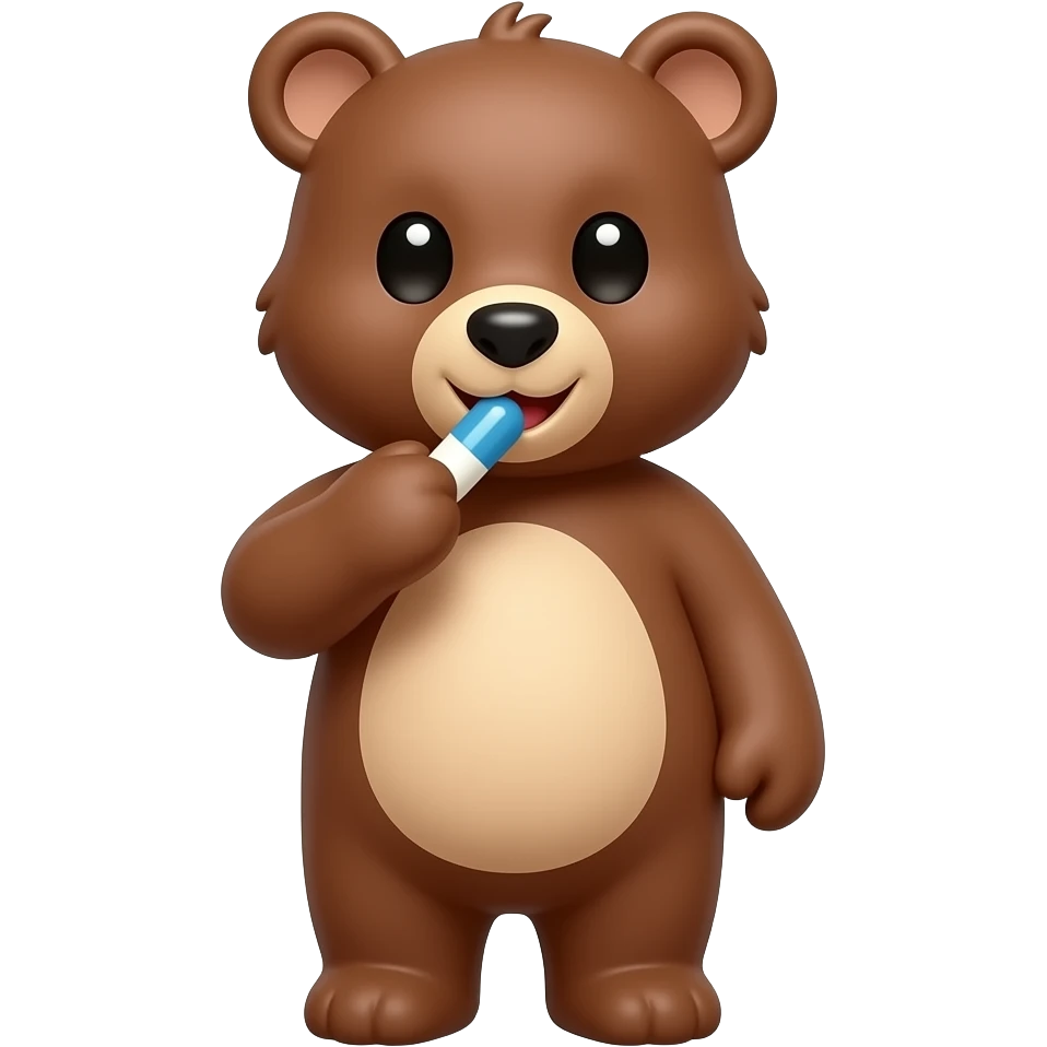 Bear having pill emoji