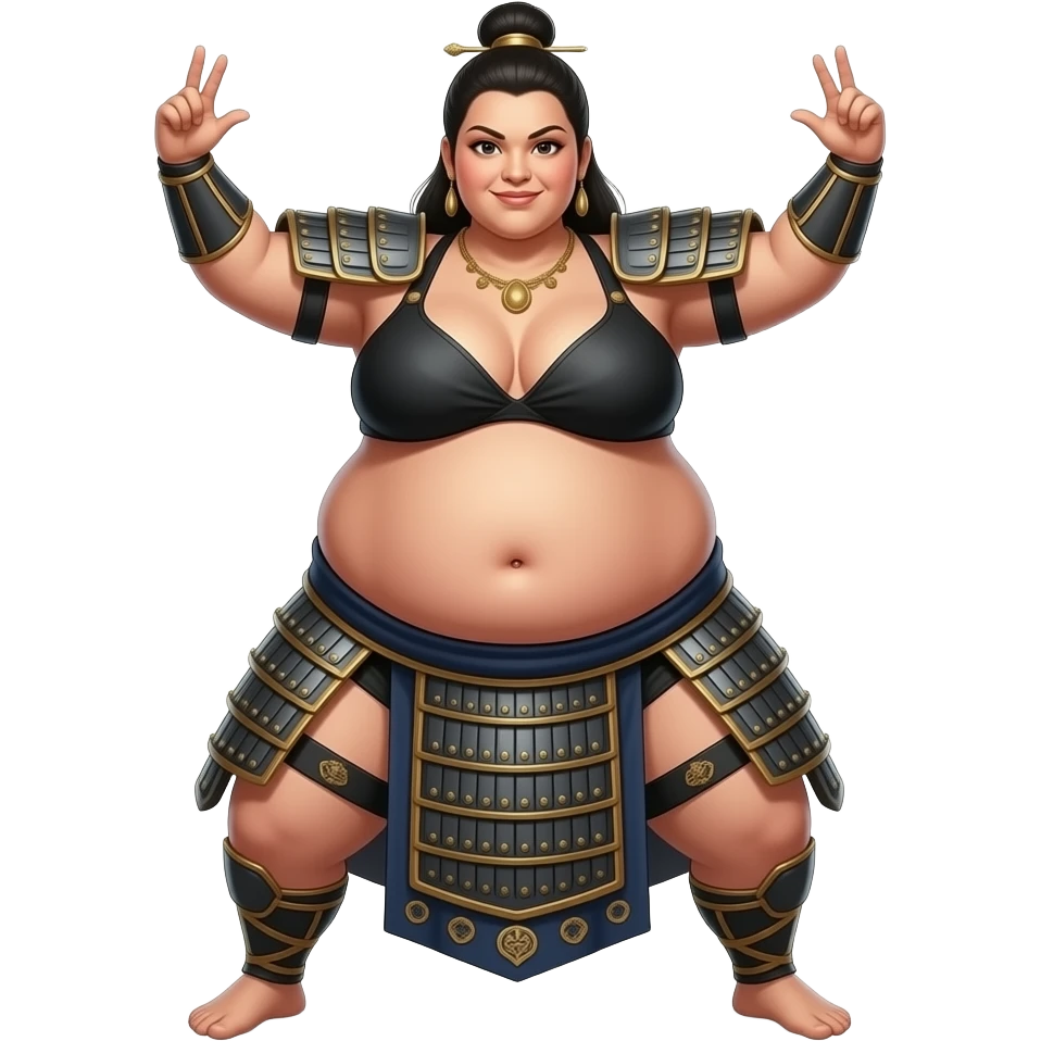 A female sumo warrior belly dancer,with a morbid obese midsection,her bellybutton peeps,her massive belly is bulging from being stuffed to the max after a luncheon buffet,She dances then her bouncy big tummy steals the spotlight. emoji