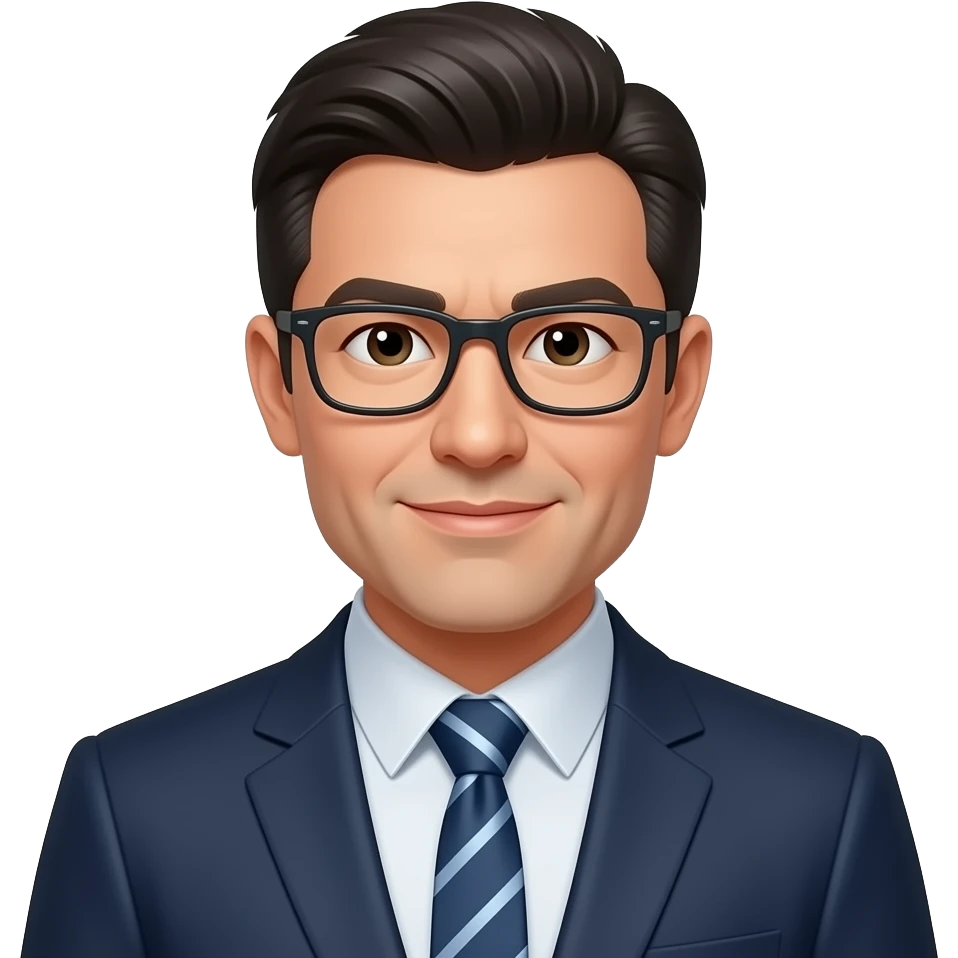 49 years old man business sharp emoji