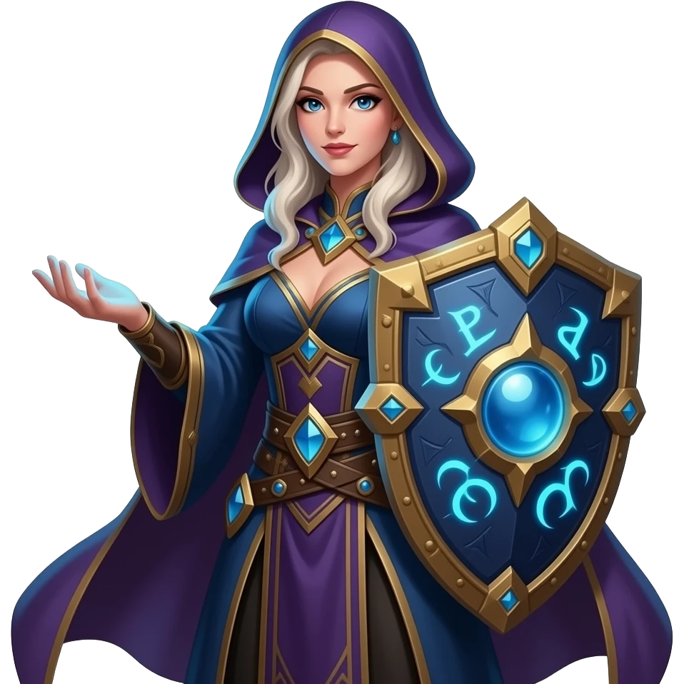 warcraft fantasy mage woman in blue sphere shield  barrier emoji