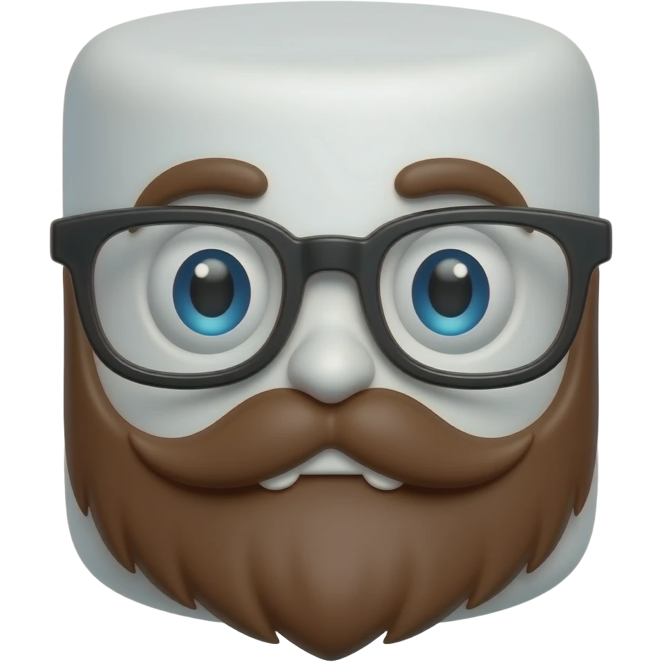 sad marshamallow with a brown beard and glasses emoji