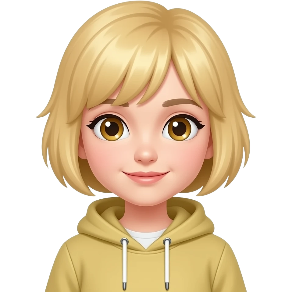 Cute girl with short blonde hair and hoodie emoji
